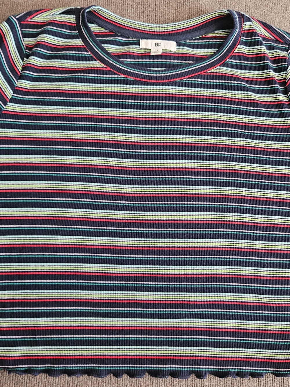 BP. Striped Ribbed Tee with Multicolor Thin Stripes